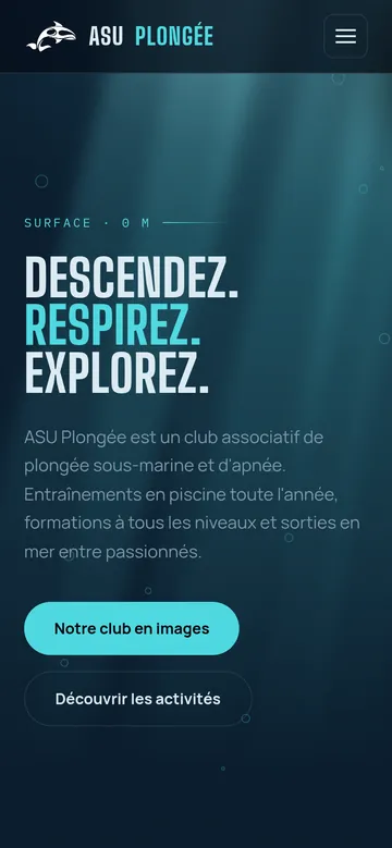 Le site ASU Plongée sur téléphone