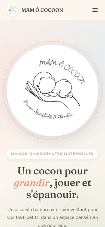 Le site MAM Ô Cocoon sur téléphone